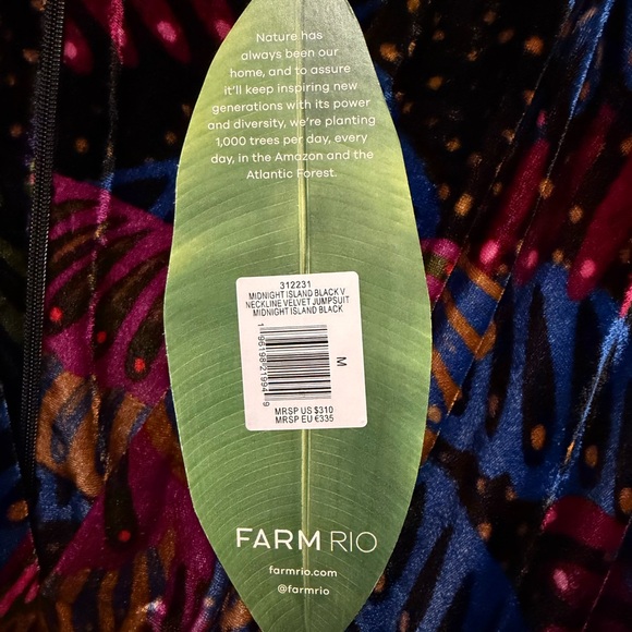 NEW FARM Rio Midnight Island Black Velvet Tropical Jumpsuit, M - Picture 13 of 14